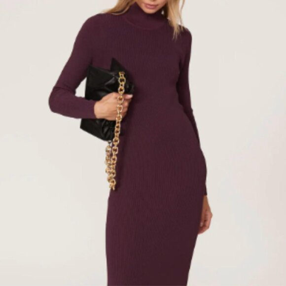 OPEN BACK FALL BURGUNDY SWEATER DRESS - Picture 3 of 7